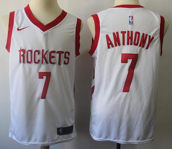 Men Houston Rockets 7 Carmelo Anthony Basketball Jersey White
