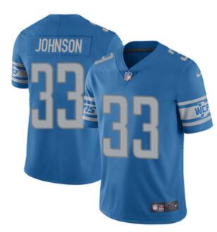 Nike Detroit Lions #33 Kerryon Johnson Blue Team Color Men's Stitched NFL Vapor Untouchable Limited Jersey