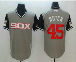 Men's Chicago White Sox #45 Derek Holland Dutch Gray-Black 2018 Players' Weekend Authentic Jersey