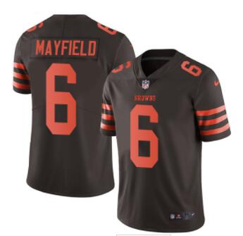 Men's Nike Cleveland Browns #6 Baker Mayfield Brown Stitched NFL Limited Rush Jersey
