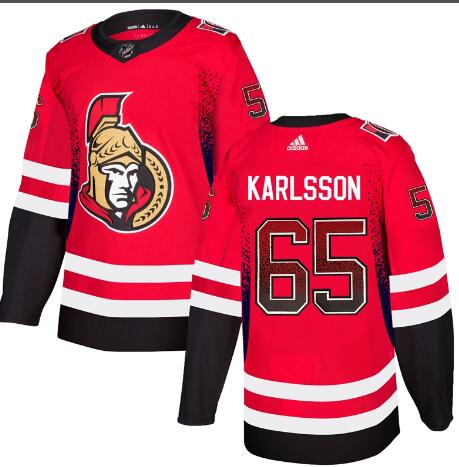 Men's Ottawa Senators #65 Erik Karlsson Red Drift Fashion Adidas Jersey