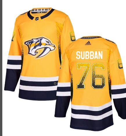 Men's Nashville Predators #76 P.K. Subban Gold Drift Fashion Adidas Jersey