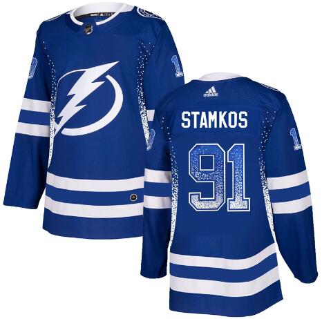 Men's Tampa Bay Lightning #91 Steven Stamkos Blue Jersey
