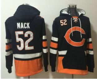 Men's Chicago Bears #52 Khalil Mack NEW Navy Blue Pocket Stitched NFL Pullover Hoodie