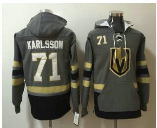 Men's Vegas Golden Knights #71 William Karlsson Gray Stitched NHL Old Time Hockey Pullover Hoodie