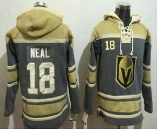 Men's Vegas Golden Knights #18 James Neal Gray Stitched NHL Old Time Hockey Pullover Hoodie