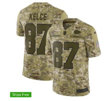 Men's Kansas City Chiefs Travis Kelce Nike Camo Salute to Service Limited Jersey