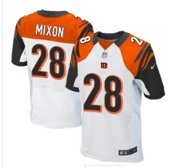 Men's Nike Cincinnati Bengals #28 Joe Mixon White Men's Stitched NFL Elite Jersey