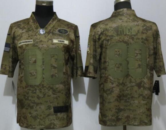 New Nike San Francisco 49ers 80 Rice Nike Camo Salute to Service Limited Jersey