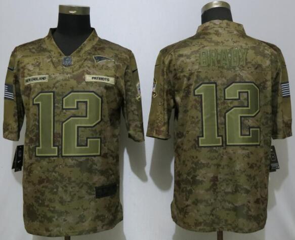 New Nike New England Patriots 12 Brady Nike Camo Salute to Service Limited Jersey