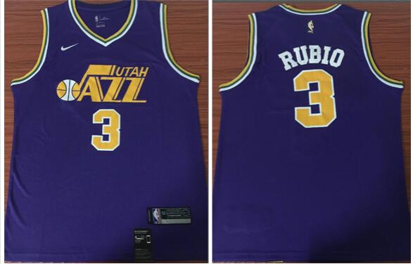 Nike Jazz #3 Ricky Rubio Navy NBA Purple  Jersey