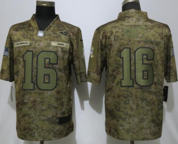 New Nike St.Louis Rams 16 Goff Nike Camo Salute to Service Limited Jersey