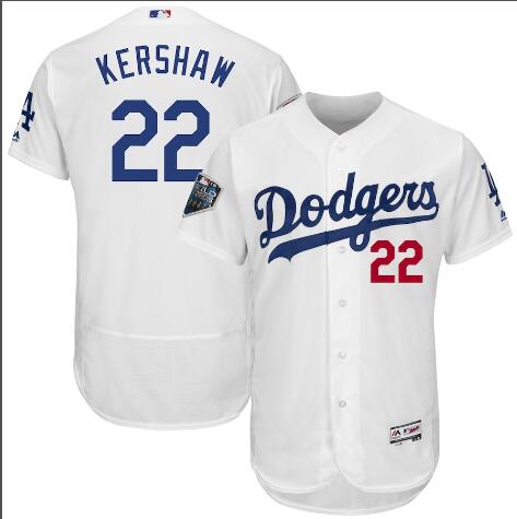 Men's Los Angeles Dodgers  22# Clayton Kershaw White 2018 World Series  Jersey