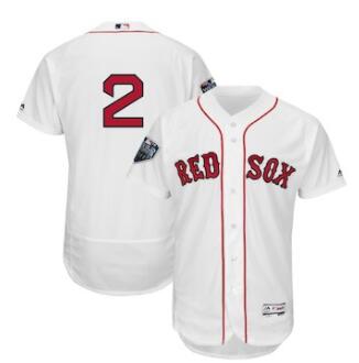 Men's Boston Red Sox #2 Xander Bogaerts Majestic White 2018 World Series Flex Base Player Jersey