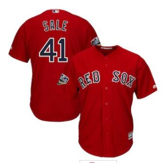 Men's Boston Red Sox #41 Chris Sale Majestic Scarlet 2018 World Series Cool Base Player Jersey