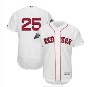 Men's Boston Red Sox #25 Steve Pearce Majestic White 2018 World Series Flex Base Player Jersey