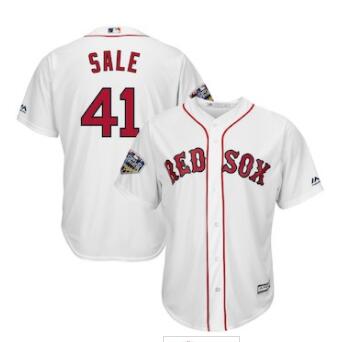 Men's Boston Red Sox #41 Chris Sale Majestic White 2018 World Series Cool Base Player Jersey