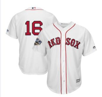 Men's Boston Red Sox #16 Andrew Benintendi Majestic White 2018 World Series Cool Base Player Number Jersey