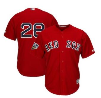 Men's Boston Red Sox #28 J.D. Martinez Majestic Scarlet 2018 World Series Cool Base Player Number Jersey