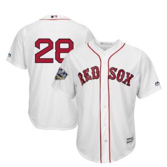 Men's Boston Red Sox #28 J.D. Martinez Majestic White 2018 World Series Cool Base Player Number Jersey