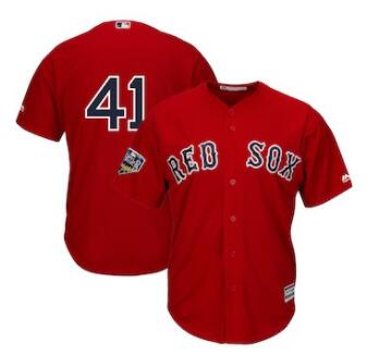 Men's Boston Red Sox #41 Chris Sale Majestic Scarlet 2018 World Series Cool Base Player Number Jersey