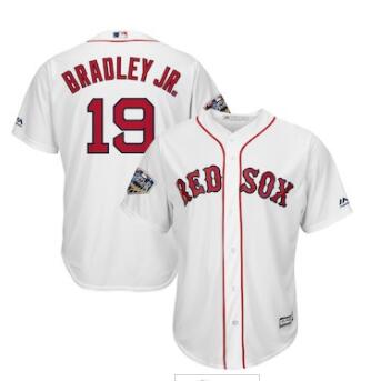 Men's Boston Red Sox #19 Jackie Bradley Jr. Majestic White 2018 World Series Cool Base Player Jersey