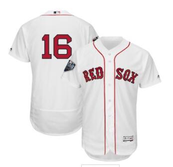 Men's Boston Red Sox #16 Andrew Benintendi Majestic White 2018 World Series Flex Base Player Jersey