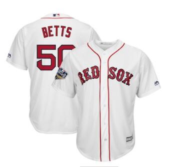 Men's Boston Red Sox #50 Mookie Betts Majestic White 2018 World Series Cool Base Player Jersey