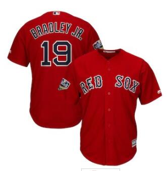 Men's Boston Red Sox #19 Jackie Bradley Jr. Majestic Scarlet 2018 World Series Cool Base Player Jersey