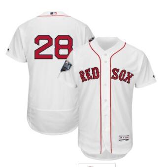 Men's Boston Red Sox #28 J.D. Martinez Majestic White 2018 World Series Flex Base Player Jersey