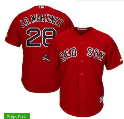 Men's Boston Red Sox J.D. Martinez Majestic Scarlet 2018 World Series Champions Team Logo Player Jersey