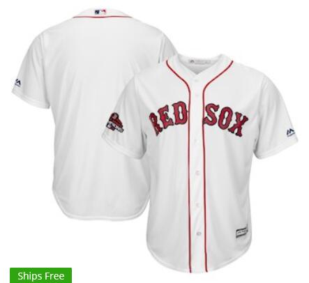 Men's Boston Red Sox Majestic White 2018 World Series Champions Team Logo Jersey