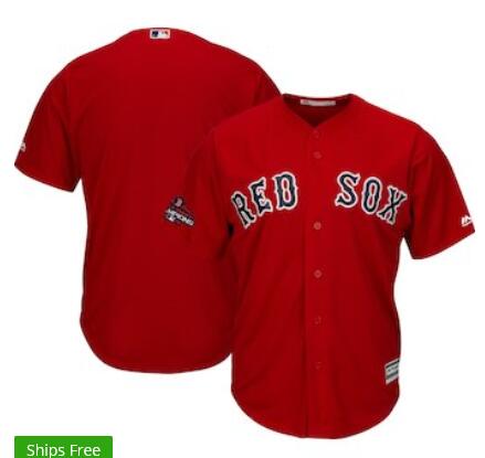 Men's Boston Red Sox Majestic Scarlet 2018 World Series Champions Team Logo Jersey