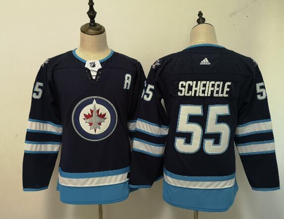 Women Adidas Jets #55 Mark Scheifele Navy Blue Home Stitched NHL Jersey