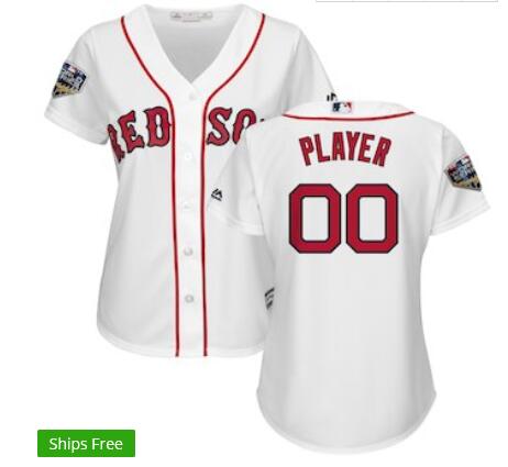 Women's Boston Red Sox Majestic White 2018 World Series Cool Base Custom Jersey with Any name and No.