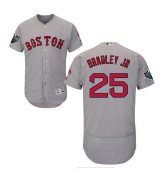 Red Sox #25 Jackie Bradley Jr Grey Flexbase Authentic Collection 2018 World Series Stitched MLB Jersey