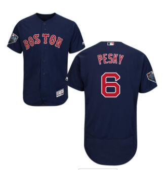 Red Sox #6 Johnny Pesky Navy Blue Flexbase Authentic Collection 2018 World Series Stitched MLB Jersey