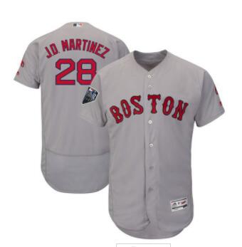 Red Sox #28 J. D. Martinez Grey Flexbase Authentic Collection 2018 World Series Stitched MLB Jersey