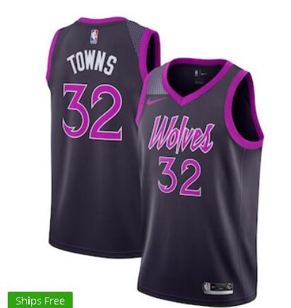 Men's Minnesota Timberwolves Karl-Anthony Towns Nike Purple 2018/19 Swingman Jersey – City Edition