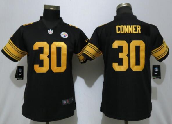 Women New Nike Pittsburgh Steelers 30 Conner Navy Black Color Rush Elite Jersey
