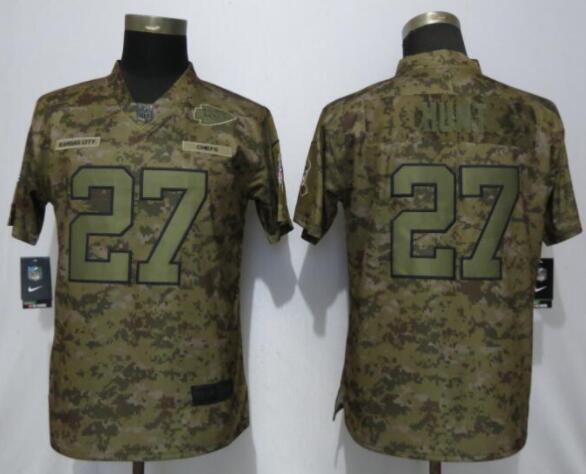 Women New Nike Kansas City Chiefs 27 Hunt Nike Camo Salute to Service Limited Jersey