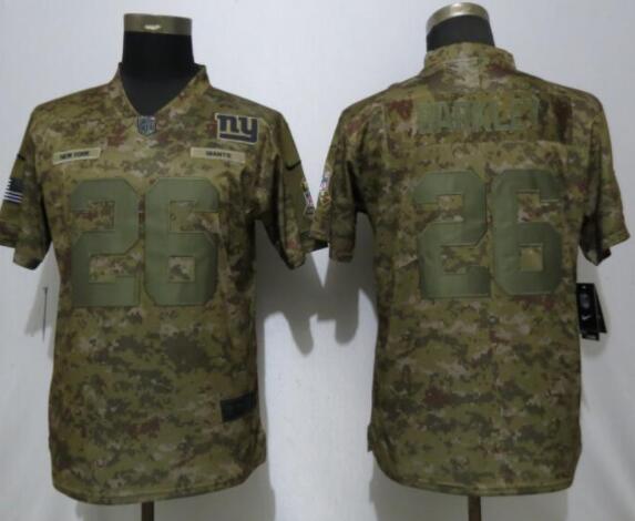 Women New Nike New York Giants 26 Barkley Nike Camo Salute to Service Limited Jersey