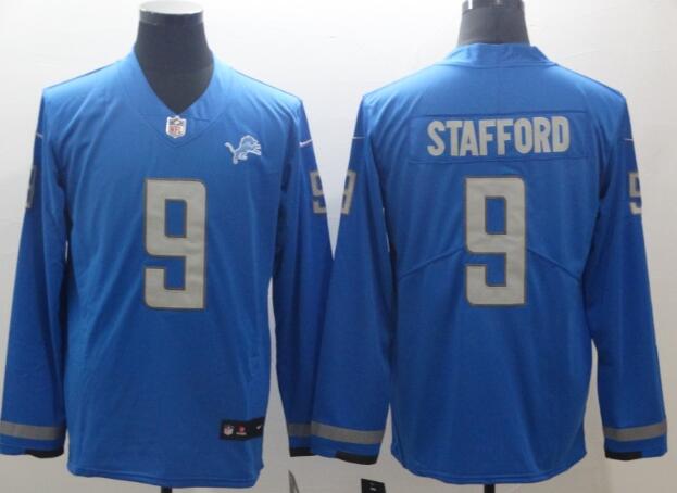 Men Detroit Lions 9 Matthew Stafford jersey Long Sleeves
