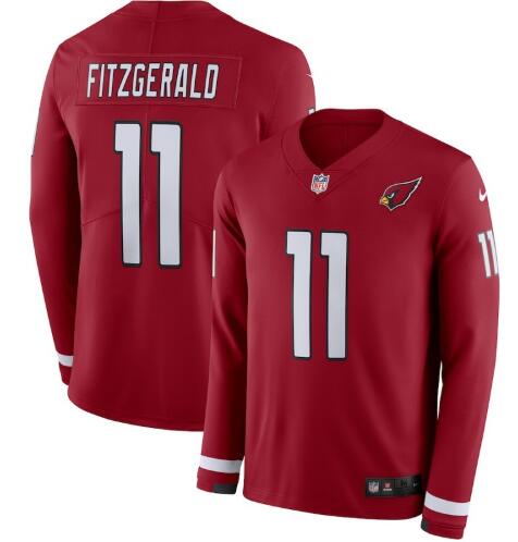 Men Arizona Cardinals 11 Larry Fitzgerald Nike Therma Long Sleeve Jersey