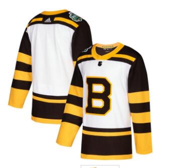 Men's Boston Bruins blank adidas 2019 Winter Classic Authentic White Jersey