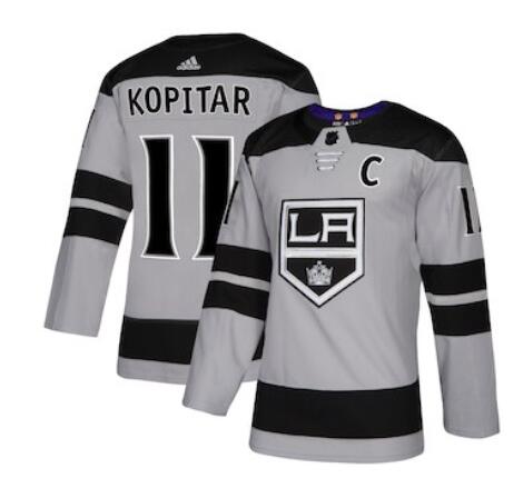 Men's Los Angeles Kings Anze Kopitar adidas Gray Alternate Authentic Player Jersey