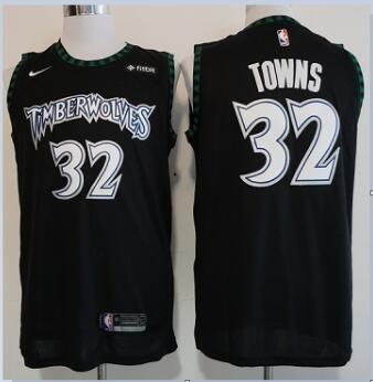 Men's Minnesota Timberwolves #32 Karl-Anthony Towns Revolution New Black Jersey