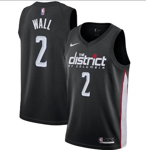 2019 Men's New Nike Washington Wizards #2 John Wall Black City Edition Jersey