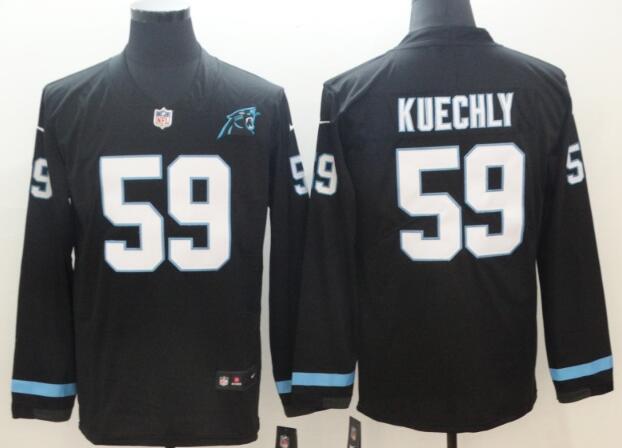 Nike Carolina Panthers #59 Luke Kuechly Black Long Sleeves Jersey