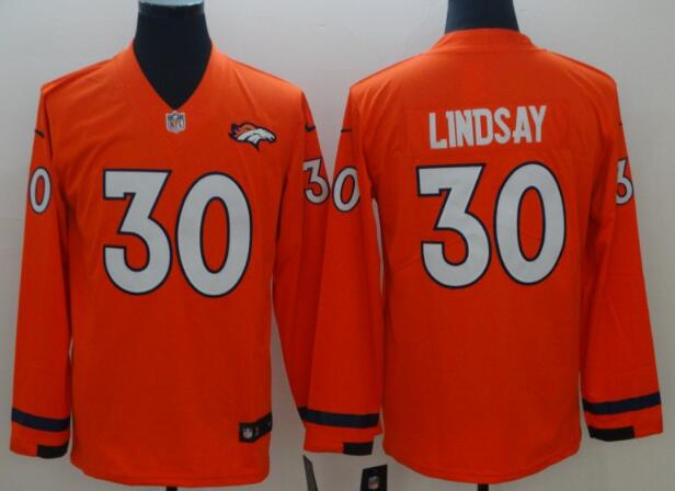 Men's Denver Broncos Phillip Lindsay Long Sleeves Jersey